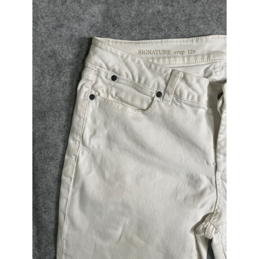 Talbots Signature Crop Pants White Denim Ankle Zip Petite 12P Mid Rise Womens - Picture 4 of 13